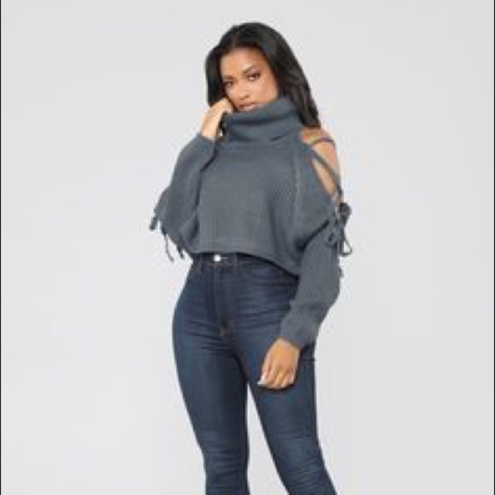 Fashion Nova Julie Lace Up Turtleneck Sweater